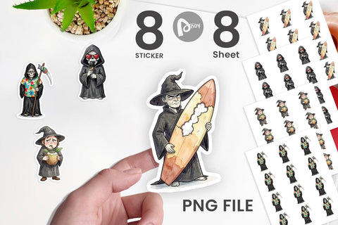 Sticker Sarcastic Aloha Reaper Watercolor Sublimation artnoy 