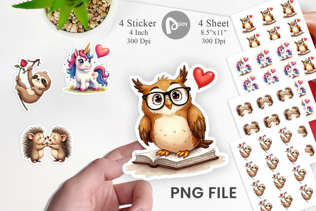 Sticker Sarcastic Animals Valentine Cynical Critters Watercolor Sublimation artnoy 