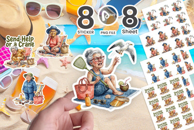 Sticker Sarcastic Annoyed Beachside Granny Sublimation artnoy 