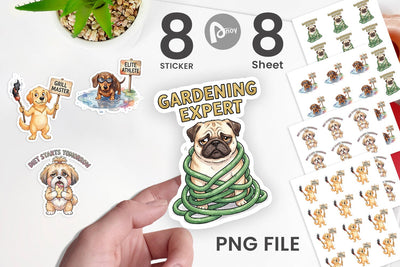 Sticker Sarcastic Anti Summer Dog Watercolor Sublimation artnoy 