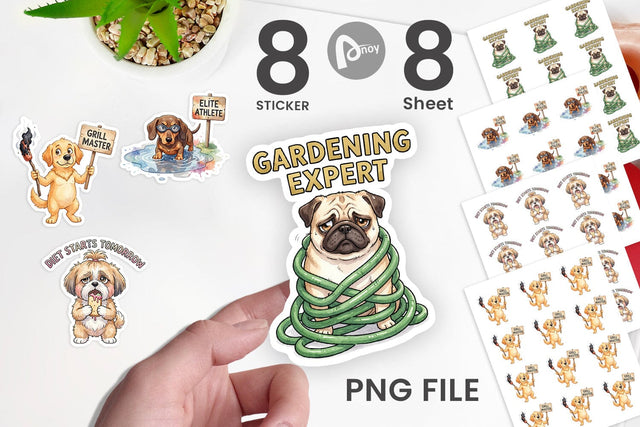 Sticker Sarcastic Anti Summer Dog Watercolor Sublimation artnoy 