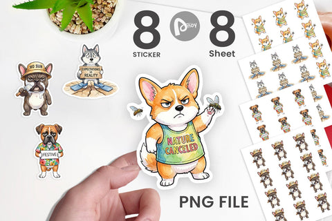 Sticker Sarcastic Anti Summer Dog Watercolor Sublimation artnoy 