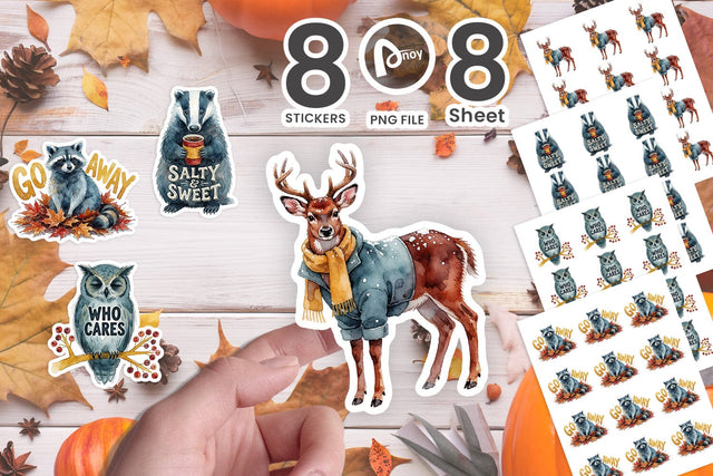 Sticker Sarcastic Autumn Woodland Critters Sublimation artnoy 