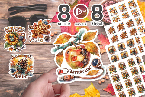 Sticker Sarcastic Botanical Cyborg Autumn Quote Sublimation artnoy 