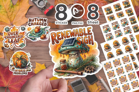 Sticker Sarcastic Botanical Cyborg Autumn Quote Sublimation artnoy 