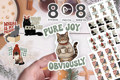 Sticker Sarcastic Christmas Feline Cat Quotes SVG artnoy 