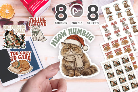 Sticker Sarcastic Christmas Feline Cat Quotes SVG artnoy 