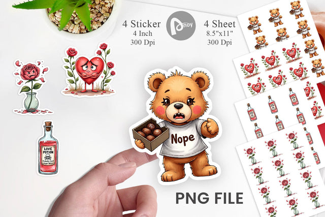 Sticker Sarcastic Cupid Watercolor Funny Anti-Valentine Sublimation artnoy 