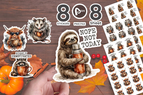 Sticker Sarcastic Grunge Coffee Animals Art Sublimation artnoy 