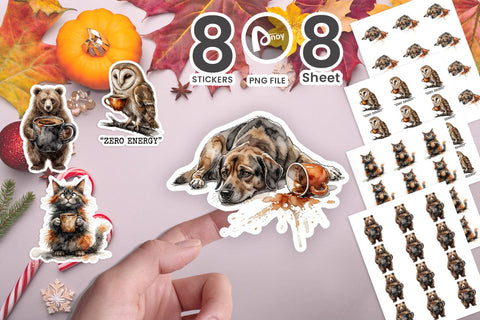 Sticker Sarcastic Grunge Coffee Animals Art Sublimation artnoy 
