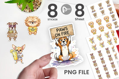 Sticker Sarcastic Heatwave Dog Watercolor Sublimation artnoy 