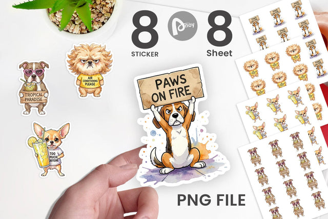 Sticker Sarcastic Heatwave Dog Watercolor Sublimation artnoy 