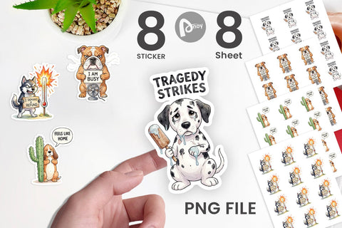 Sticker Sarcastic Heatwave Dog Watercolor Sublimation artnoy 
