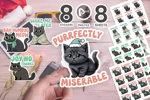 Sticker Sarcastic Holiday Feline Quotes SVG artnoy 