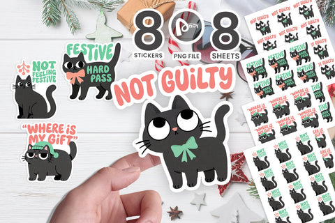 Sticker Sarcastic Holiday Feline Quotes SVG artnoy 