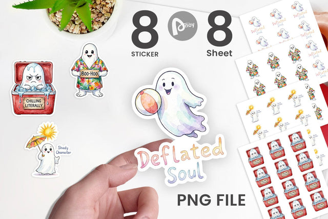 Sticker Sarcastic Melting Ghost Watercolor Sublimation artnoy 
