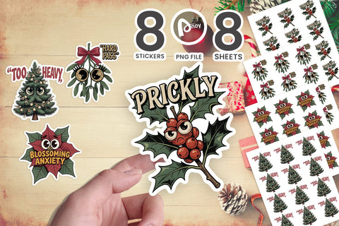 Sticker Sarcastic Retro Christmas Botanicals SVG artnoy 
