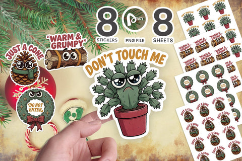 Sticker Sarcastic Retro Christmas Botanicals SVG artnoy 