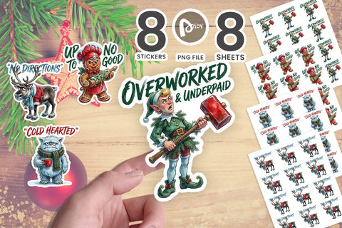 Sticker Sarcastic Retro Christmas Figures SVG artnoy 