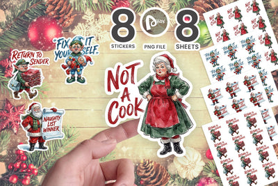 Sticker Sarcastic Retro Christmas Figures SVG artnoy 