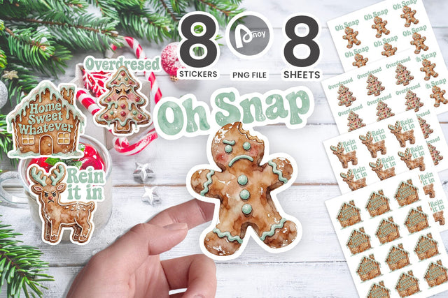 Sticker Sarcastic Retro Gingerbread Cookies Watercolor SVG artnoy 