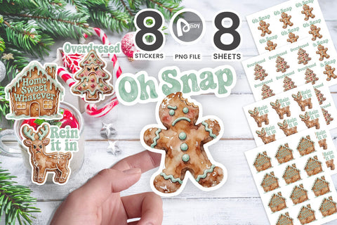 Sticker Sarcastic Retro Gingerbread Cookies Watercolor SVG artnoy 