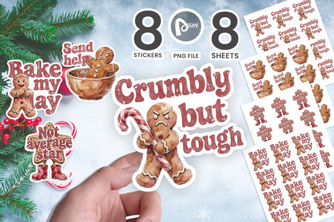 Sticker Sarcastic Retro Gingerbread Cookies Watercolor SVG artnoy 