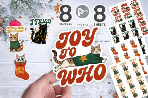 Sticker Sarcastic Retro Holiday Cats SVG artnoy 