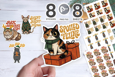 Sticker Sarcastic Retro Holiday Cats SVG artnoy 