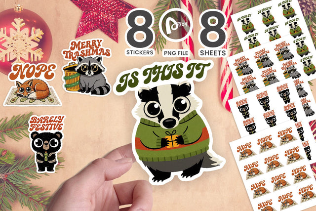 Sticker Sarcastic Retro Woodland Christmas SVG artnoy 