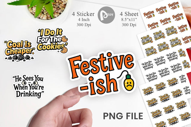 Sticker Sarcastic Santa Quotes Sublimation artnoy 