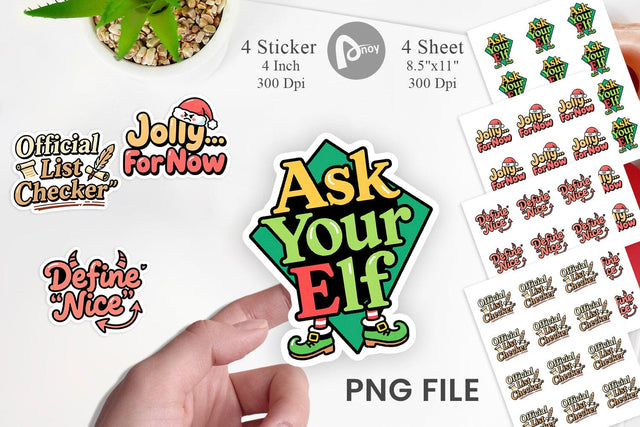 Sticker Sarcastic Santa Quotes Sublimation artnoy 