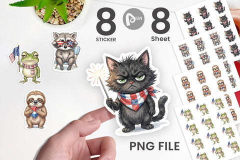 Sticker Sarcastic Sassy Patriotic Animals Sublimation artnoy 