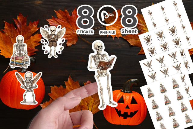 Sticker Sarcastic Skeleton Dark Academia Sublimation artnoy 