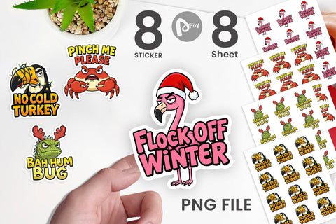 Sticker Sarcastic Tropical Animal Christmas Quotes Sublimation artnoy 