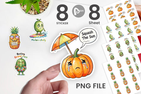 Sticker Sarcastic Tropical Fruit Pumpkin Sublimation artnoy 