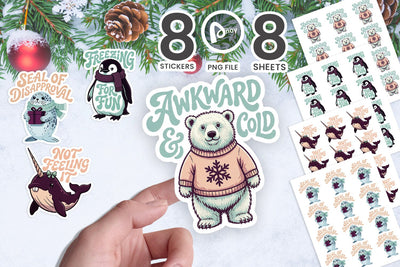 Sticker Sarcastic Winter Arctic Holiday Animals SVG artnoy 