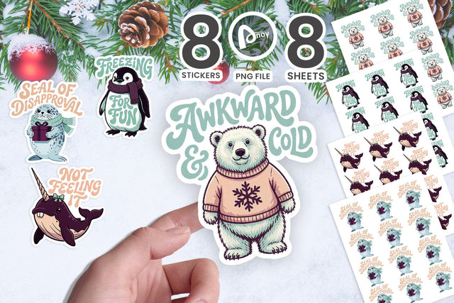 Sticker Sarcastic Winter Arctic Holiday Animals SVG artnoy 