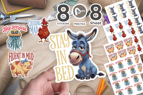 Sticker Sassy Barnyard Farm Animal Squad Sublimation artnoy 