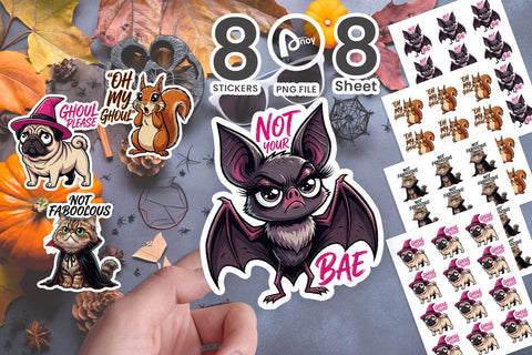 Sticker Sassy Halloween Familiar Animals Sublimation artnoy 