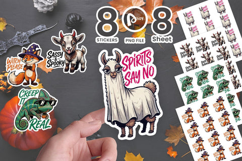 Sticker Sassy Halloween Familiar Animals Sublimation artnoy 