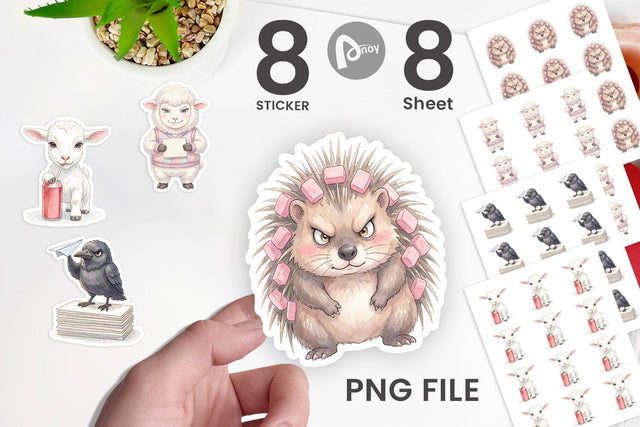 Sticker Sassy Rebellious School Animal Sublimation artnoy 