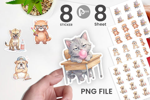 Sticker Sassy Rebellious School Animal Sublimation artnoy 