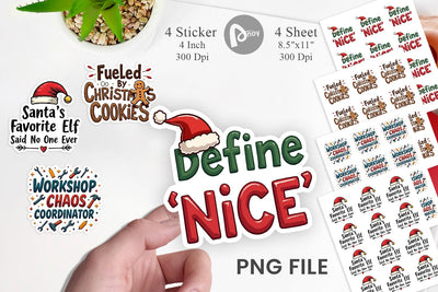 Sticker Sassy Santa's Sayings Sarcastic Christmas Quotes Sublimation artnoy 