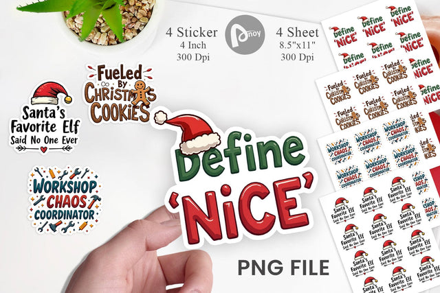 Sticker Sassy Santa's Sayings Sarcastic Christmas Quotes Sublimation artnoy 