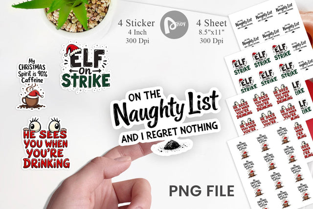 Sticker Sassy Santa's Sayings Sarcastic Christmas Quotes Sublimation artnoy 