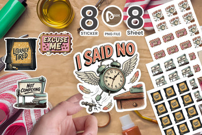 Sticker Sassy Vintage Anti-Social Morning Quote Sublimation artnoy 