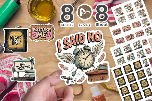 Sticker Sassy Vintage Anti-Social Morning Quote Sublimation artnoy 