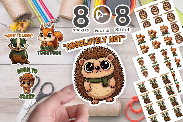 Sticker Sassy Woodland Critters Big-Eye Sublimation artnoy 