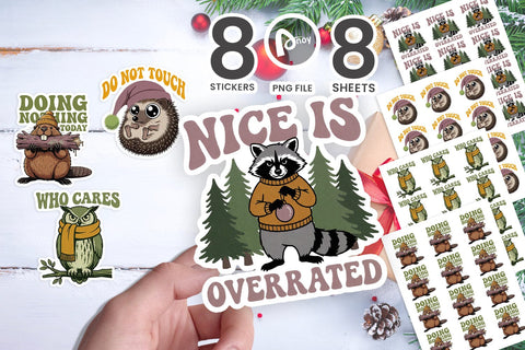 Sticker Sassy Woodland Critters Christmas SVG artnoy 
